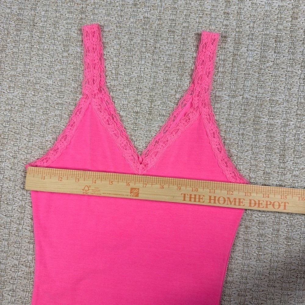 Y2K Hollister Lace Trim Cami Tank Top Womens M Pink Preppy 2000s Fitted Long - Picture 4 of 9